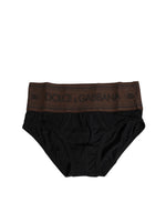 Sous-vêtement classique en coton stretch noir Dolce &amp; Gabbana