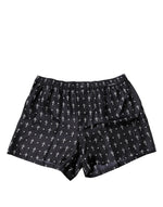 Sous-vêtements short en soie noire imprimée Dolce & Gabbana