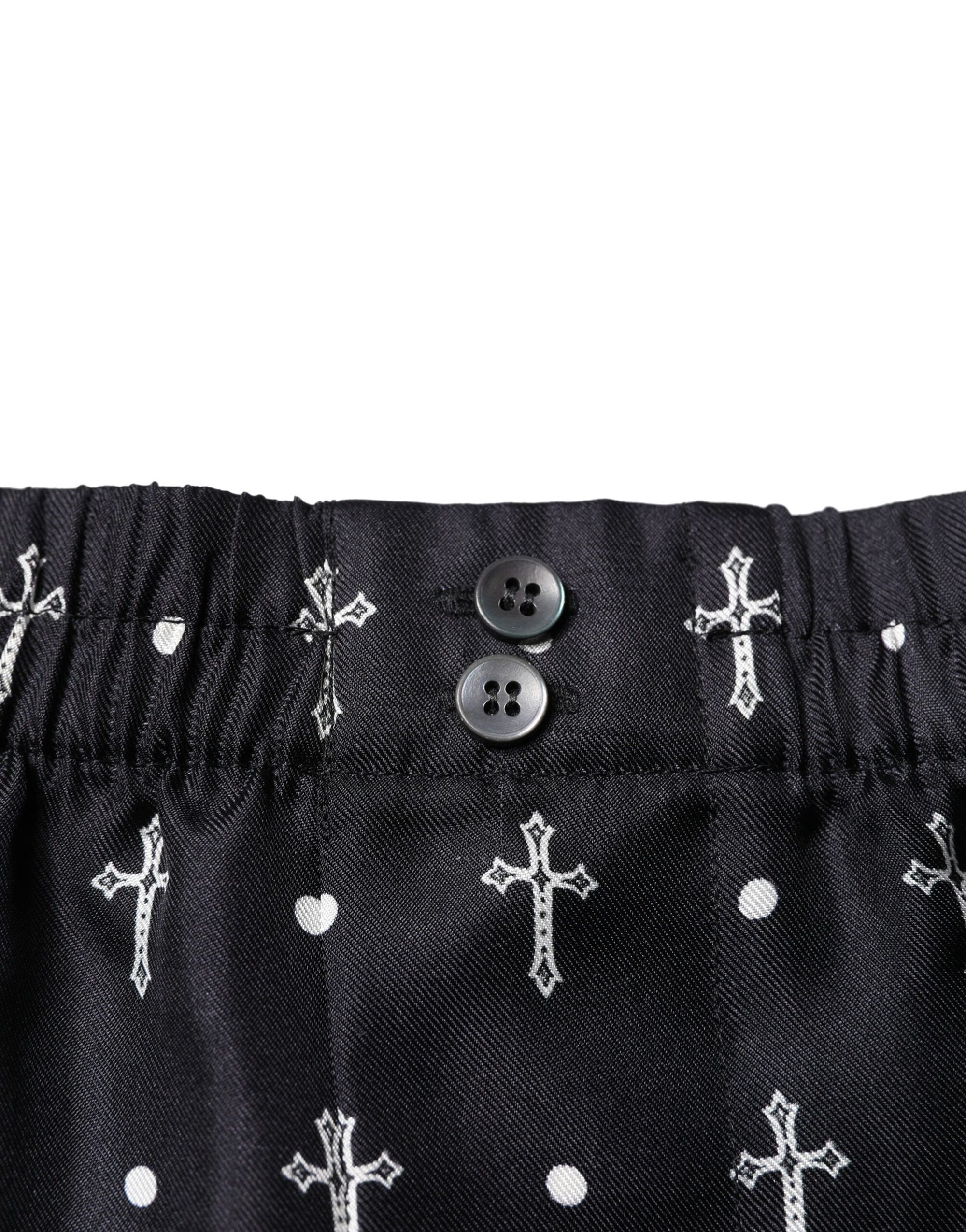 Sous-vêtements short en soie noire imprimée Dolce & Gabbana