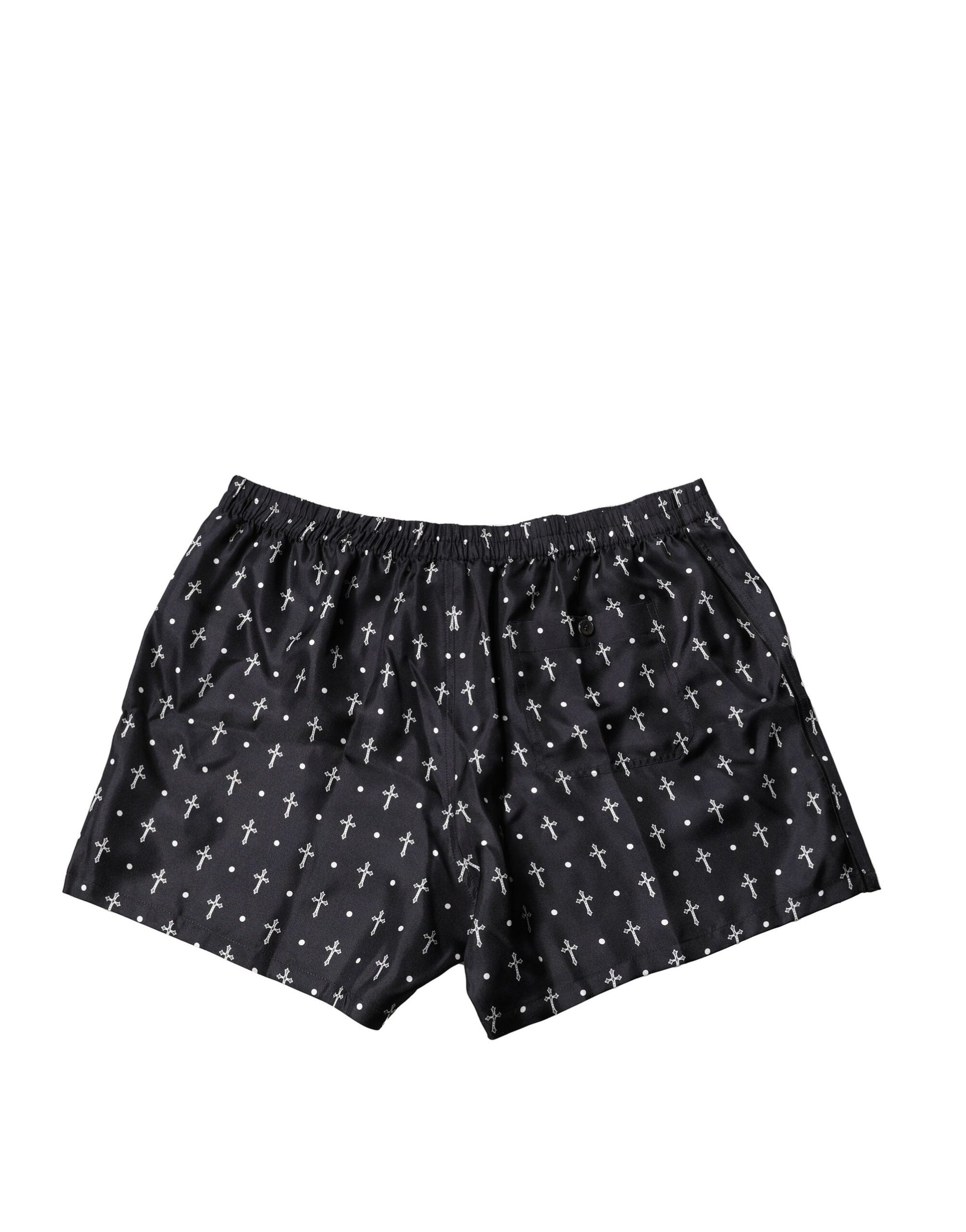 Sous-vêtements short en soie noire imprimée Dolce & Gabbana