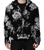 Dolce & Gabbana Black Wool Floral Printed Men Hooded Jacket