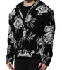 Dolce & Gabbana Black Wool Floral Printed Men Hooded Jacket