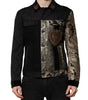 Dolce & Gabbana Black Gold Floral Jacquard Men Biker Jacket