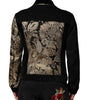 Dolce & Gabbana Black Gold Floral Jacquard Men Biker Jacket