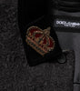 Dolce & Gabbana Black Gold Floral Jacquard Men Biker Jacket