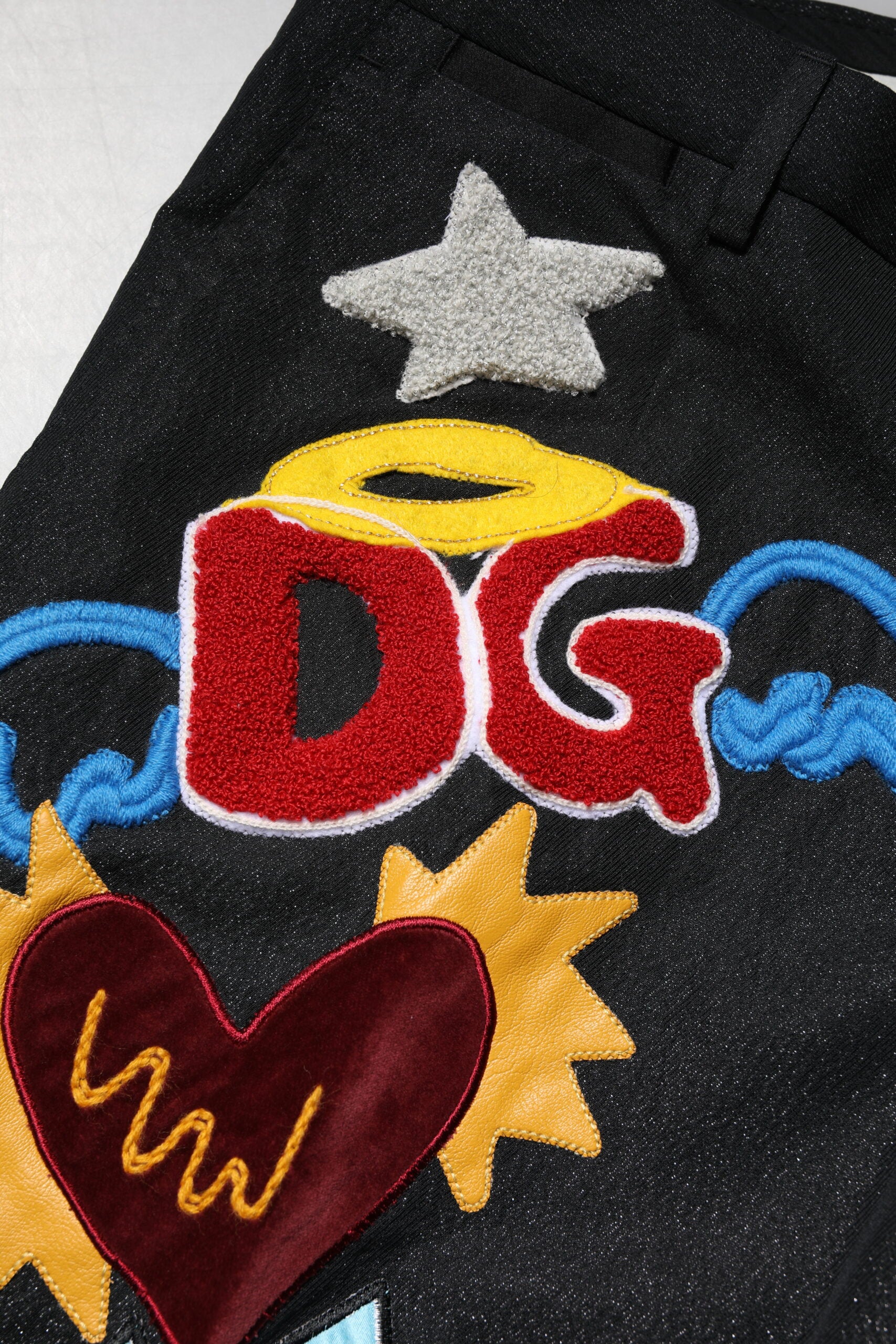 Dolce &amp; Gabbana Black Graphic Embroidery Men Pants