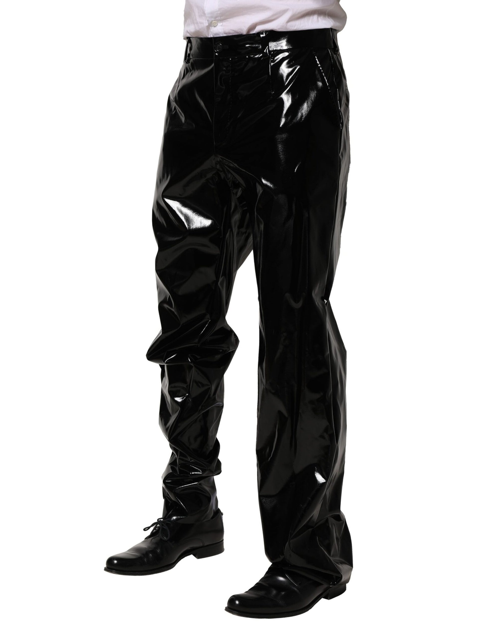 Dolce &amp; Gabbana Black Nylon Straight Men Pants