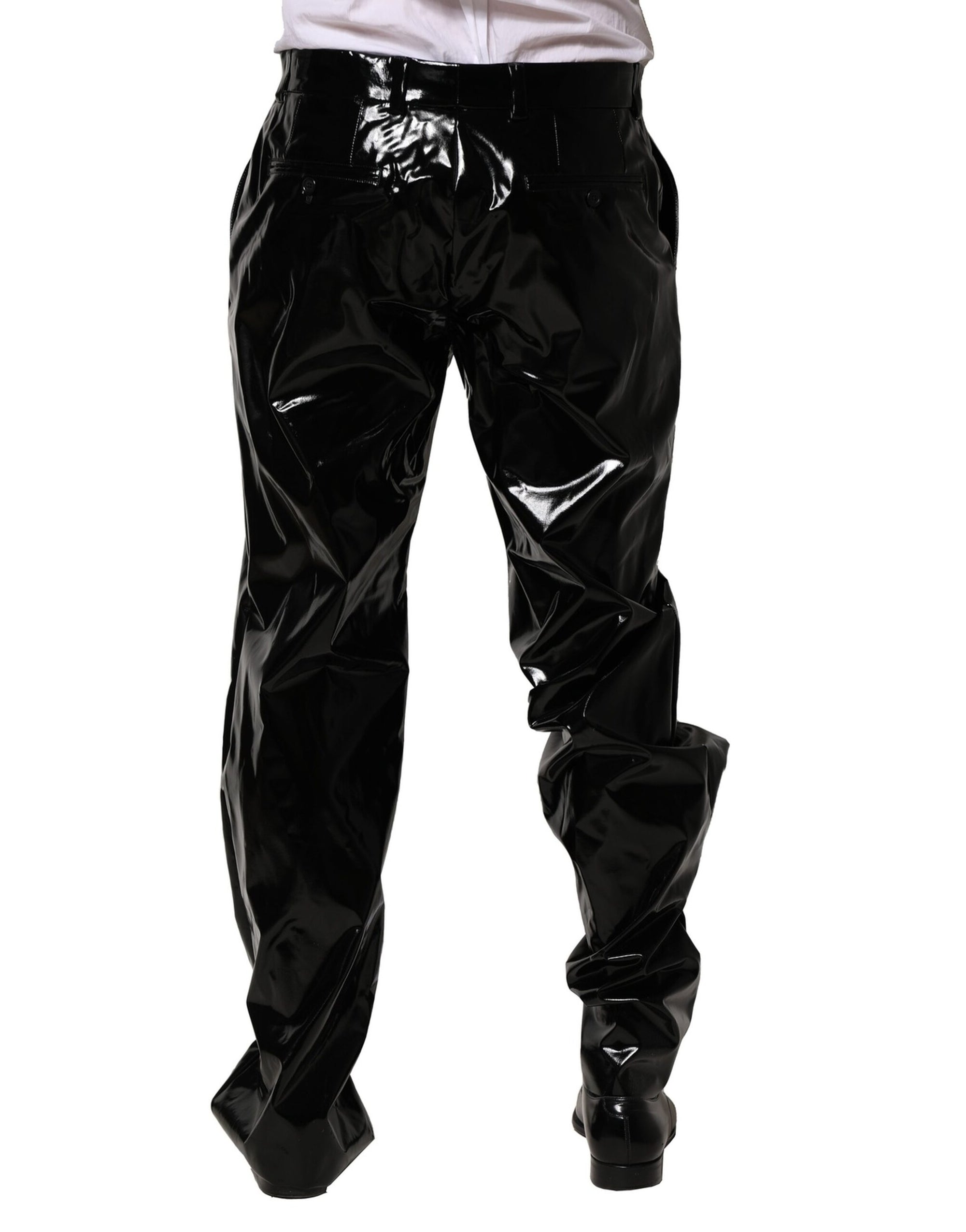 Dolce &amp; Gabbana Black Nylon Straight Men Pants