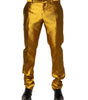Dolce &amp; Gabbana Yellow Silk Tapered Dress Men Pants