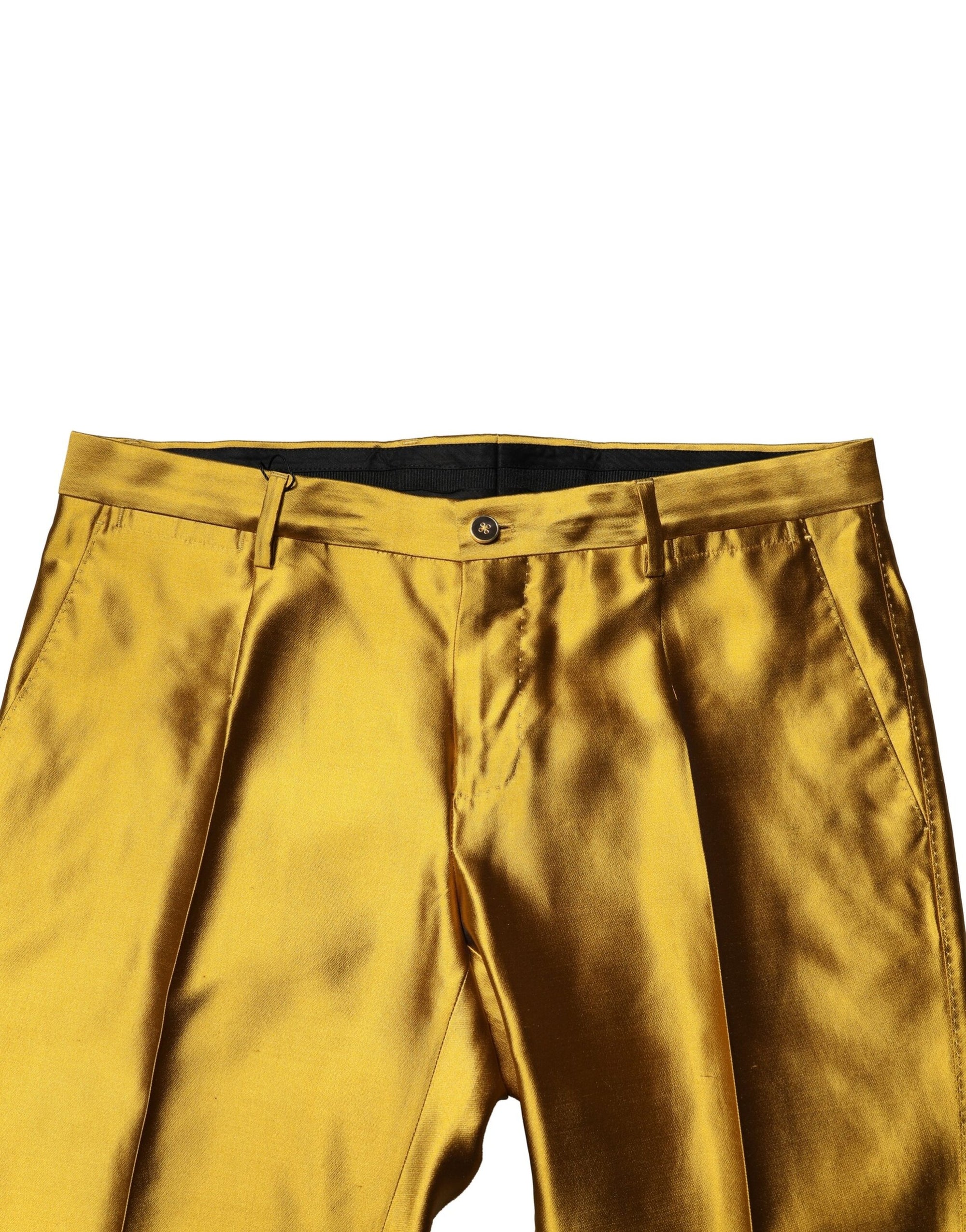 Dolce &amp; Gabbana Yellow Silk Tapered Dress Men Pants