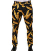Dolce &amp; Gabbana Black Pasta Print Tapered Men Pants