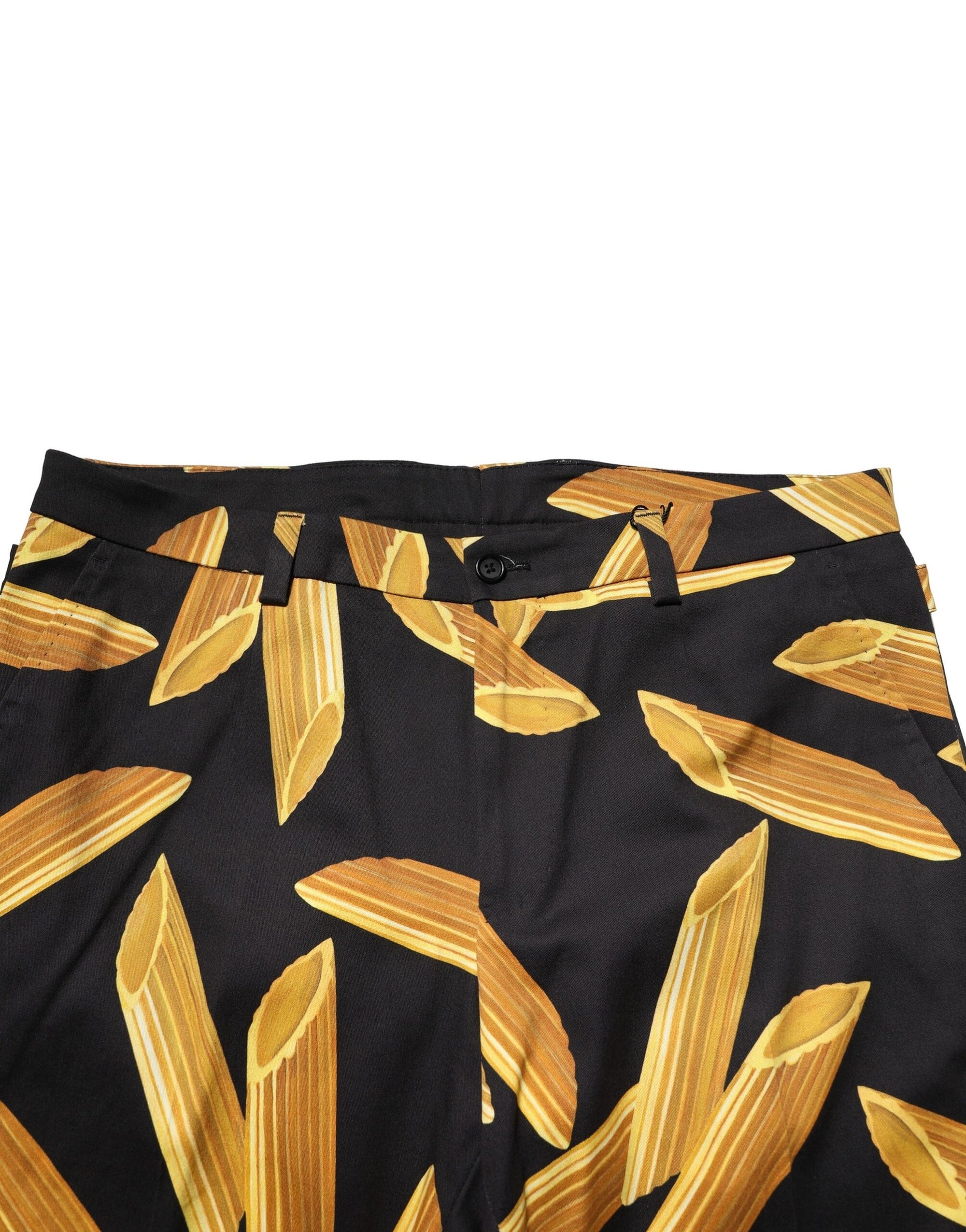 Dolce &amp; Gabbana Black Pasta Print Tapered Men Pants