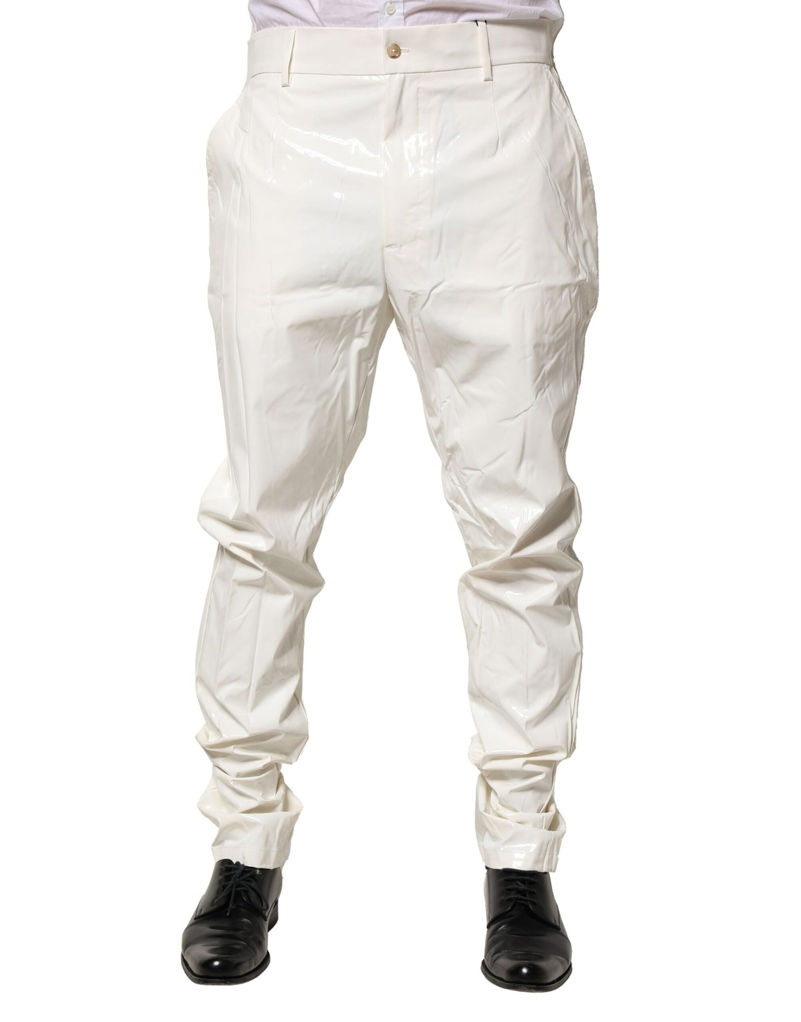 Dolce &amp; Gabbana White Nylon Tapered Dress Men Pants
