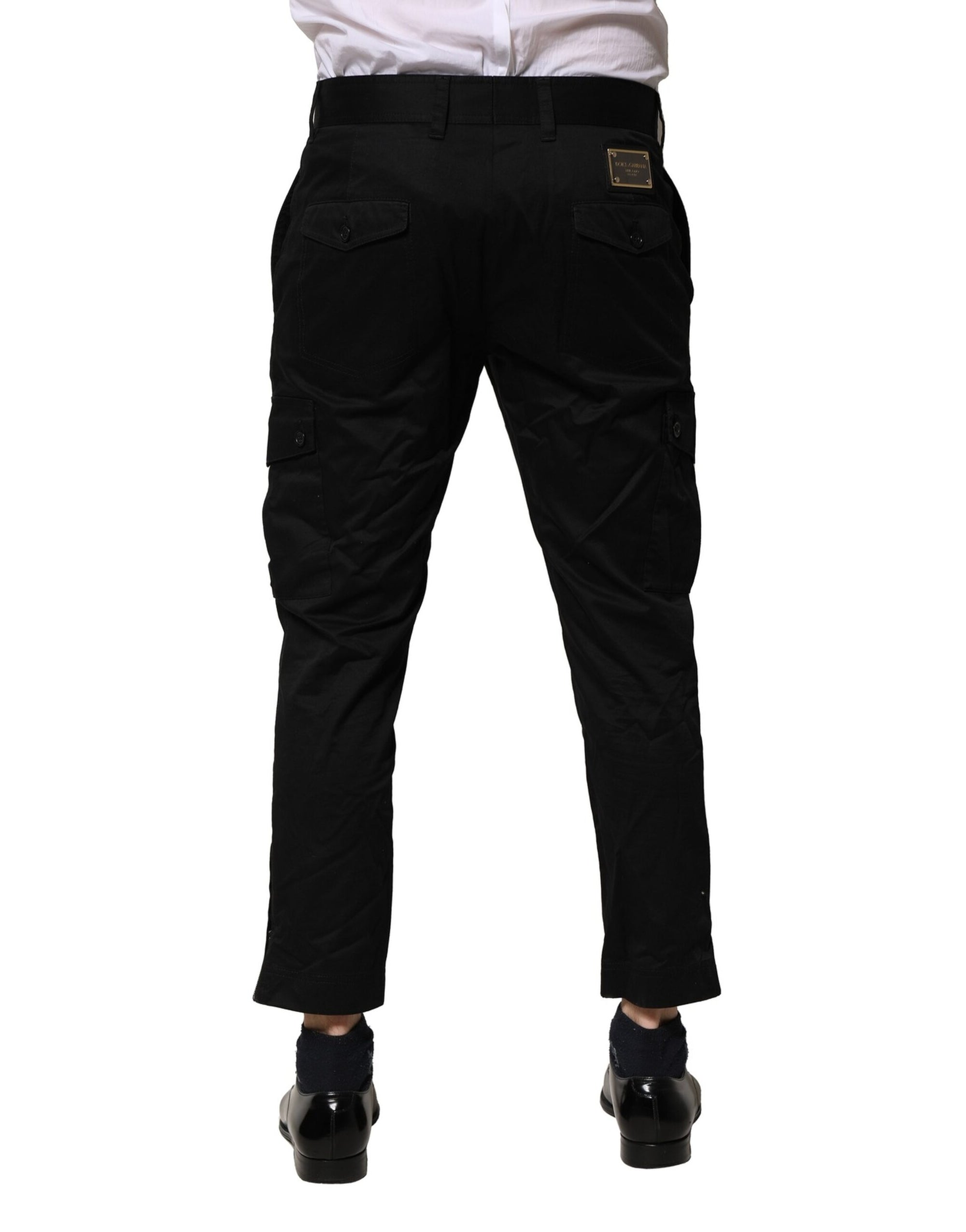 Dolce & Gabbana Black Cotton Dress Slim Formal Pants