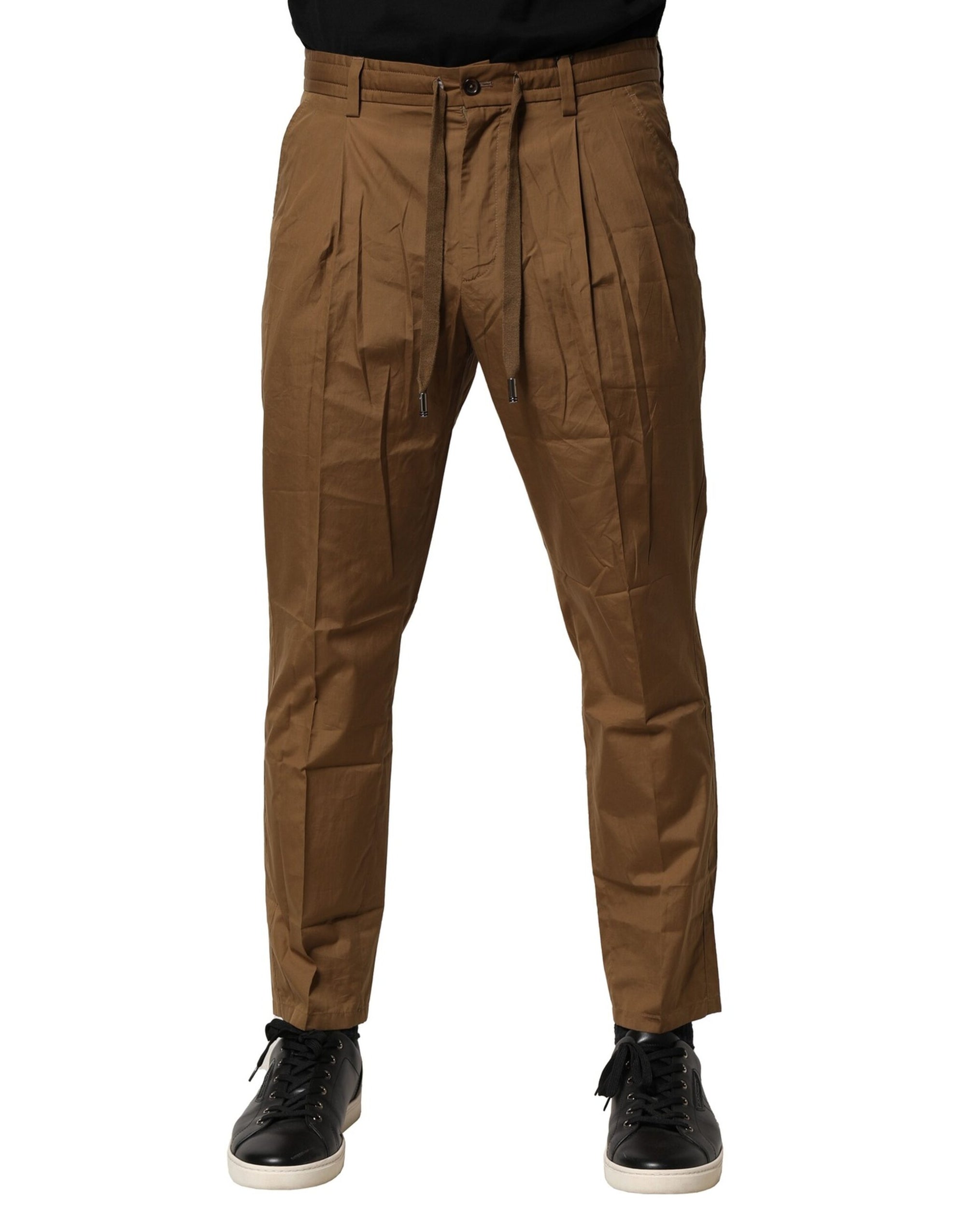 Pantalon chino taille moyenne en coton marron Dolce &amp; Gabbana pour homme