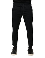 Pantalon de jogging taille moyenne en coton noir Dolce &amp; Gabbana