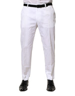 Pantalon slim habillé en coton blanc Dolce &amp; Gabbana