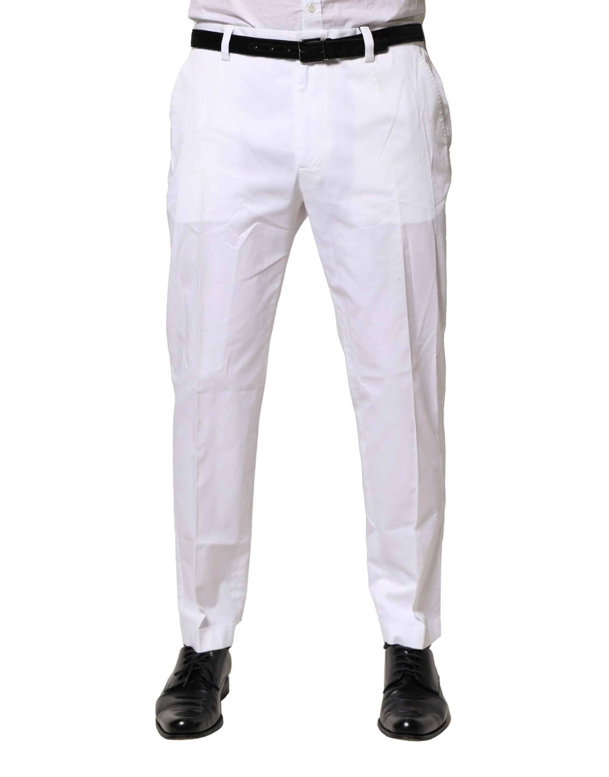 Pantalon slim habillé en coton blanc Dolce &amp; Gabbana