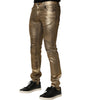 Dolce & Gabbana Gold Tattered Cotton Stretch Slim Denim Jeans