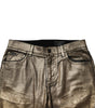 Dolce & Gabbana Gold Tattered Cotton Stretch Slim Denim Jeans