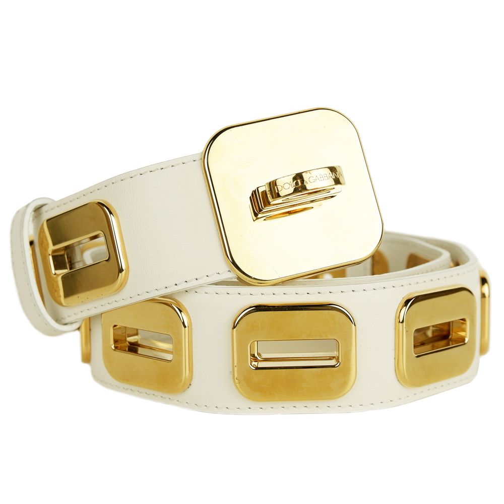 Dolce &amp; Gabbana White Calfskin Women Belt