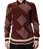 Dolce & Gabbana Maroon Dotted Silk Long Sleeve Casual Shirt