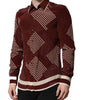Dolce & Gabbana Maroon Dotted Silk Long Sleeve Casual Shirt