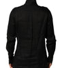 Dolce & Gabbana Black Polka Dot Linen Silk Men Casual Shirt