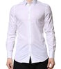 Dolce & Gabbana White GOLD Crown Cotton Dress Formal Shirt