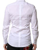 Dolce & Gabbana White GOLD Crown Cotton Dress Formal Shirt