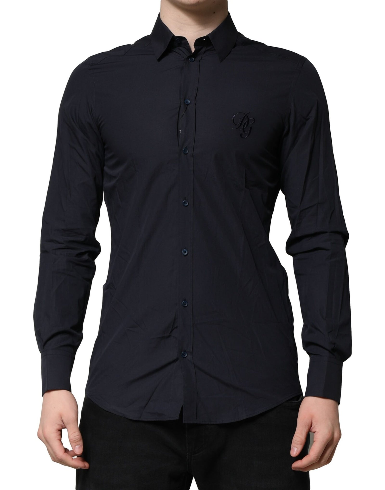 Chemise habillée en coton bleu foncé MARTINI de Dolce & Gabbana