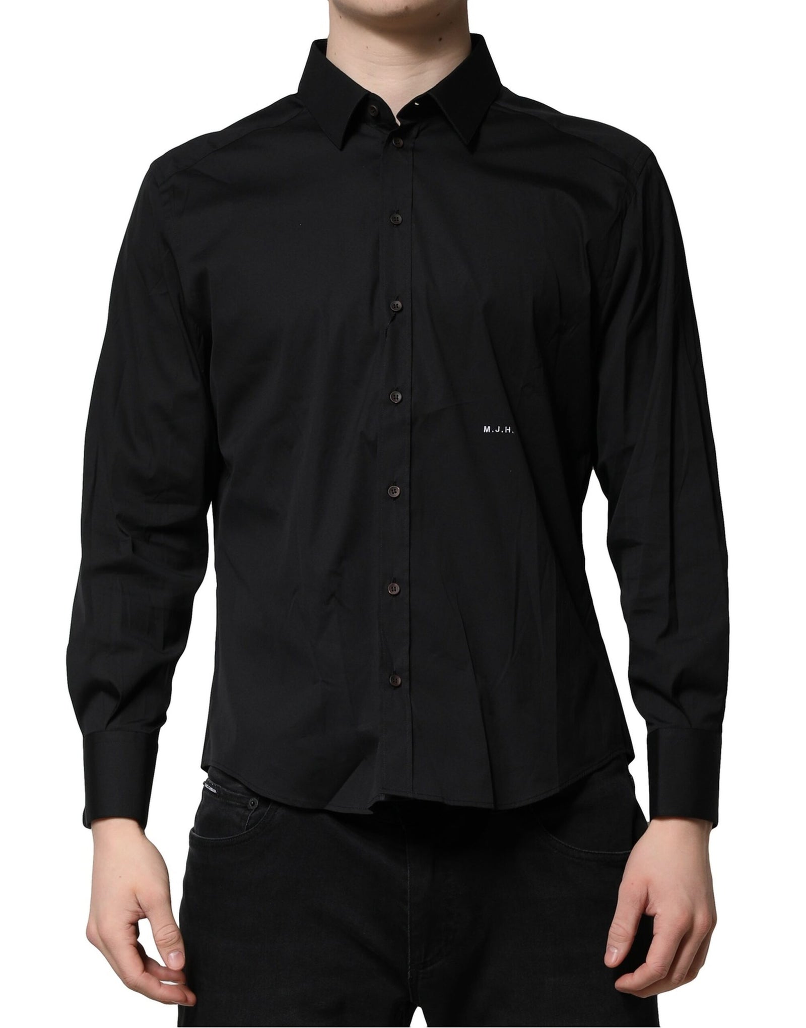Chemise habillée en coton noir SARTORIA Dolce & Gabbana pour homme