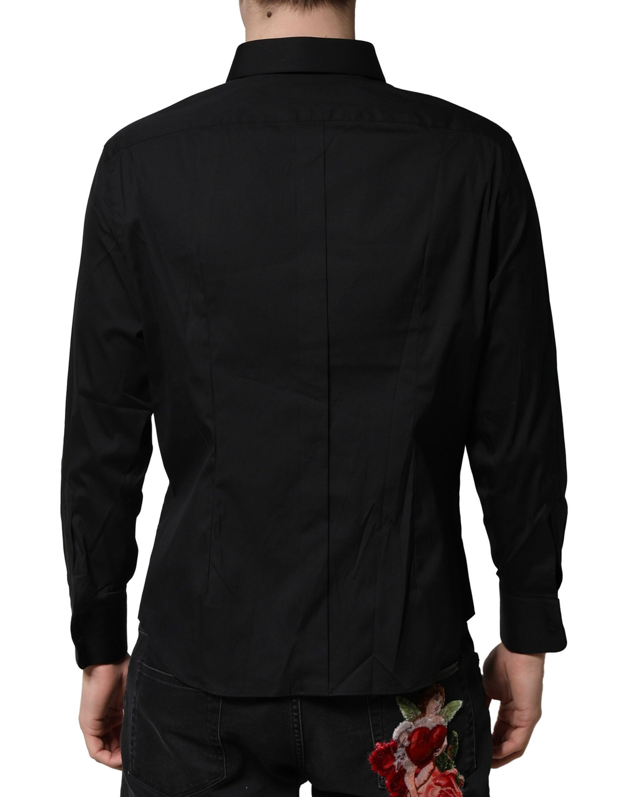 Chemise habillée en coton noir SARTORIA Dolce &amp; Gabbana pour homme