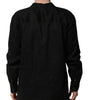 Chemise décontractée à manches longues en lin noir Dolce & Gabbana pour homme