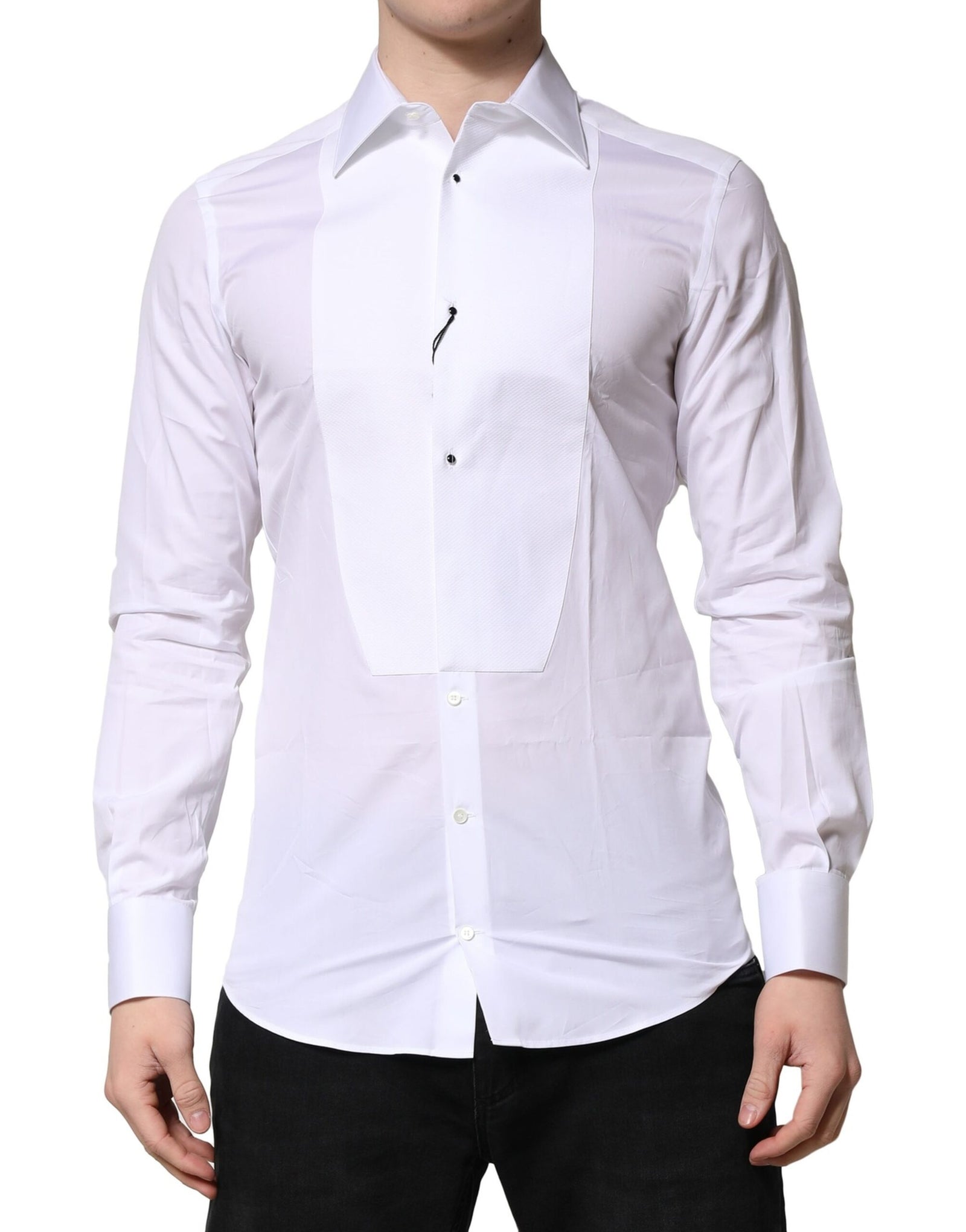 Chemise habillée en coton Dolce & Gabbana White GOLD Crown