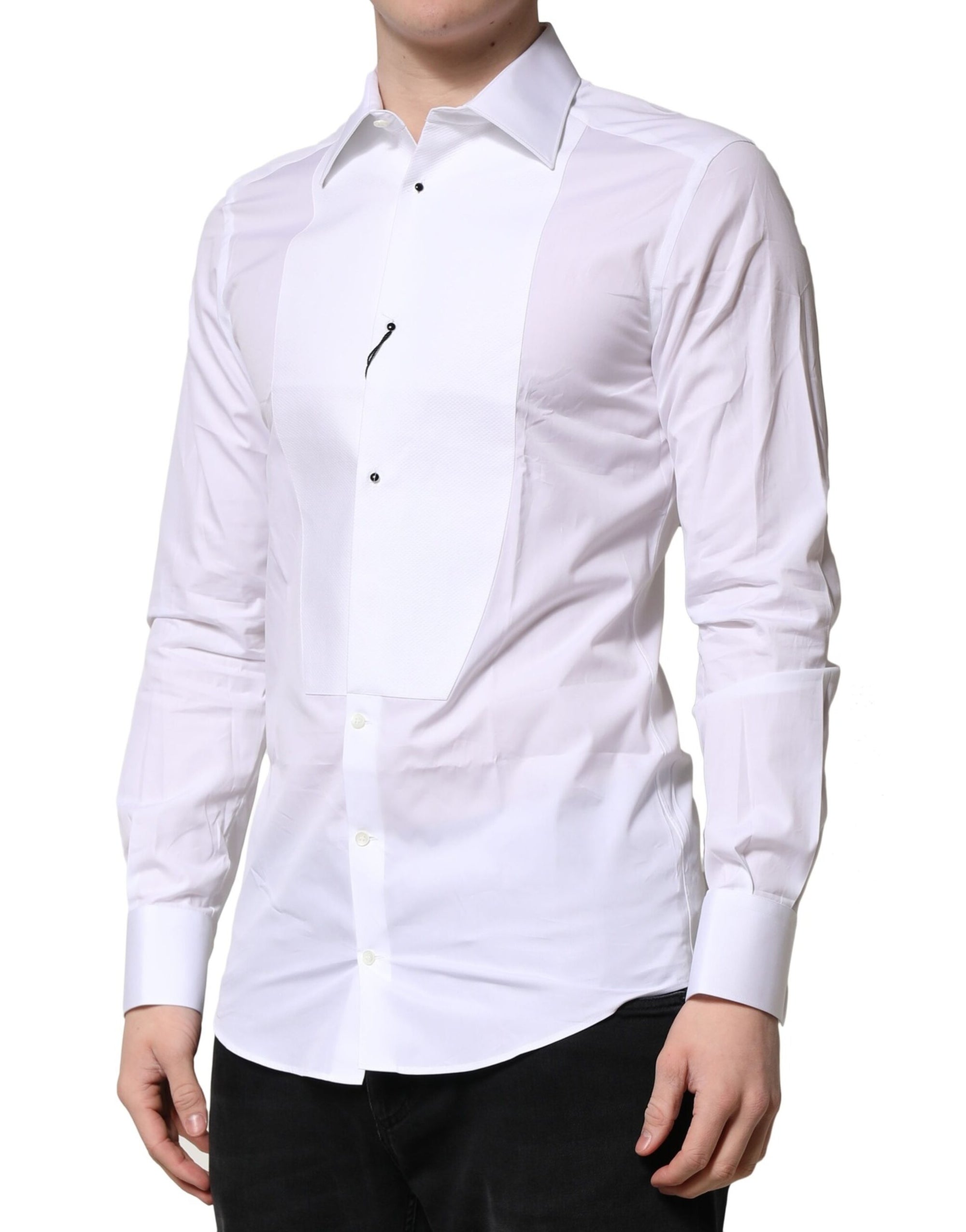 Chemise habillée en coton Dolce &amp; Gabbana White GOLD Crown