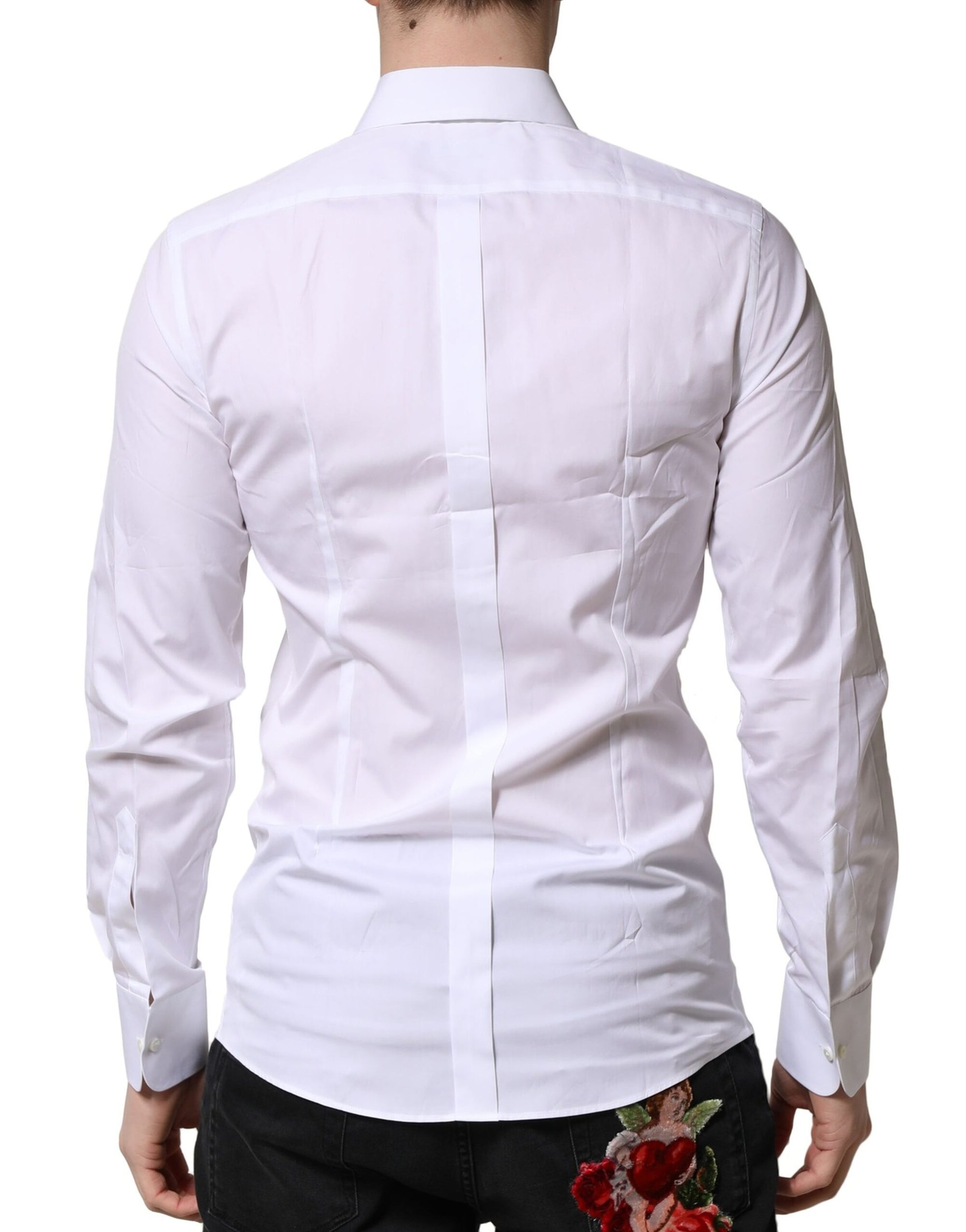 Chemise habillée en coton Dolce &amp; Gabbana White GOLD Crown