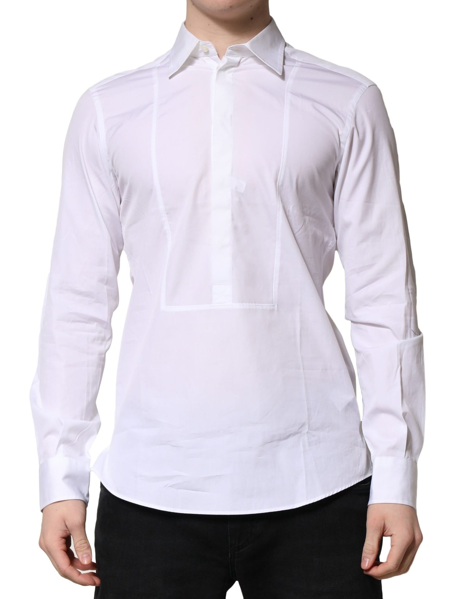 Chemise habillée en popeline de coton blanche Dolce & Gabbana pour homme