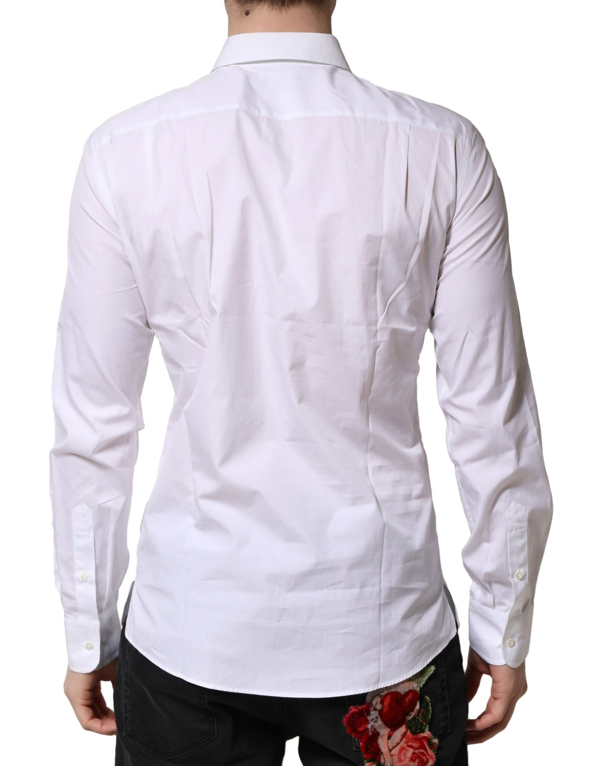 Chemise habillée en popeline de coton blanche Dolce &amp; Gabbana pour homme