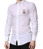 Chemise habillée pour homme Dolce &amp; Gabbana blanche et dorée avec motif couronne et abeille