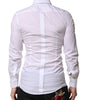 Chemise habillée pour homme Dolce &amp; Gabbana blanche et dorée avec motif couronne et abeille