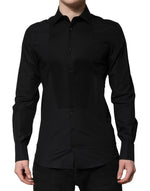 Chemise habillée à manches longues Dolce &amp; Gabbana noire et dorée