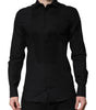 Chemise habillée à manches longues Dolce &amp; Gabbana noire et dorée