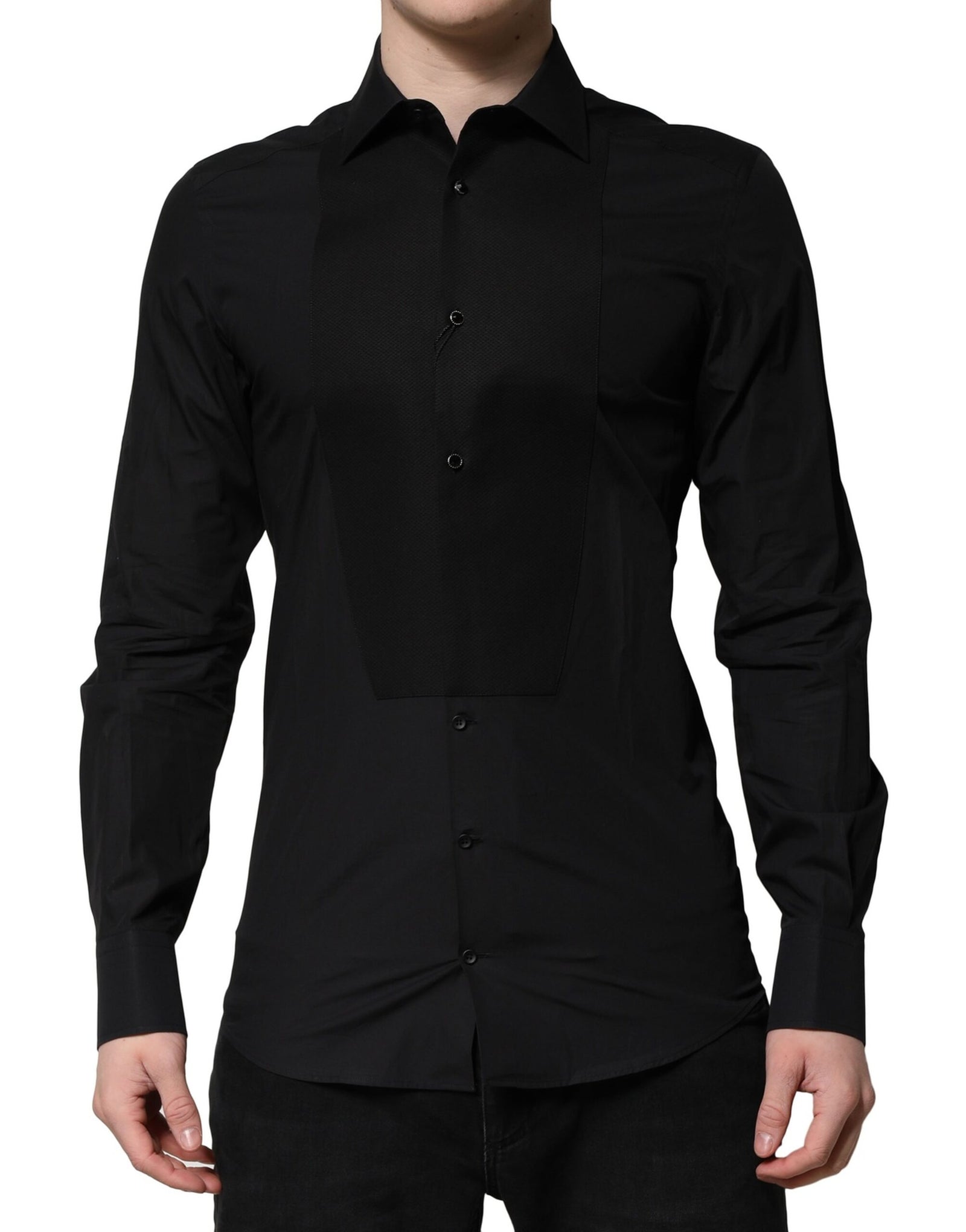 Chemise habillée à manches longues Dolce & Gabbana noire et dorée