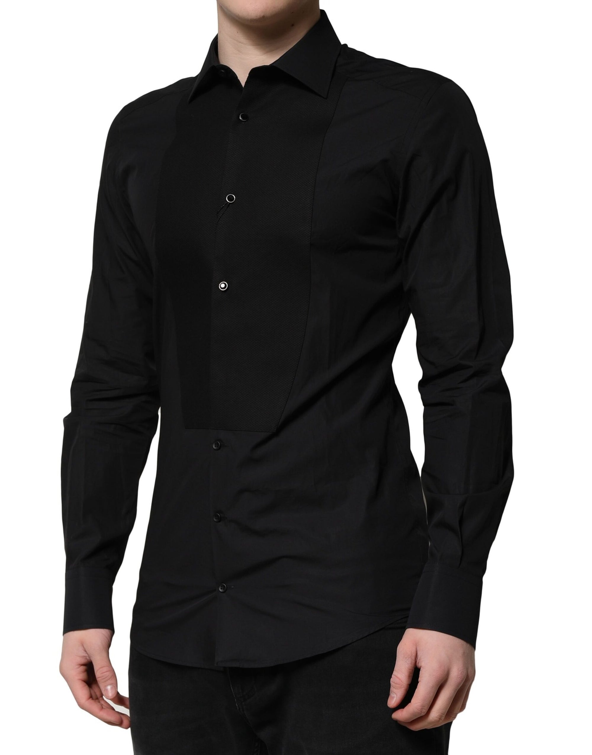 Chemise habillée à manches longues Dolce &amp; Gabbana noire et dorée