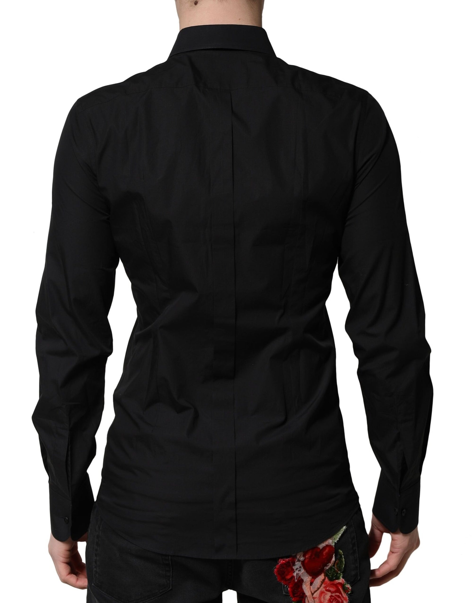 Chemise habillée à manches longues Dolce &amp; Gabbana noire et dorée