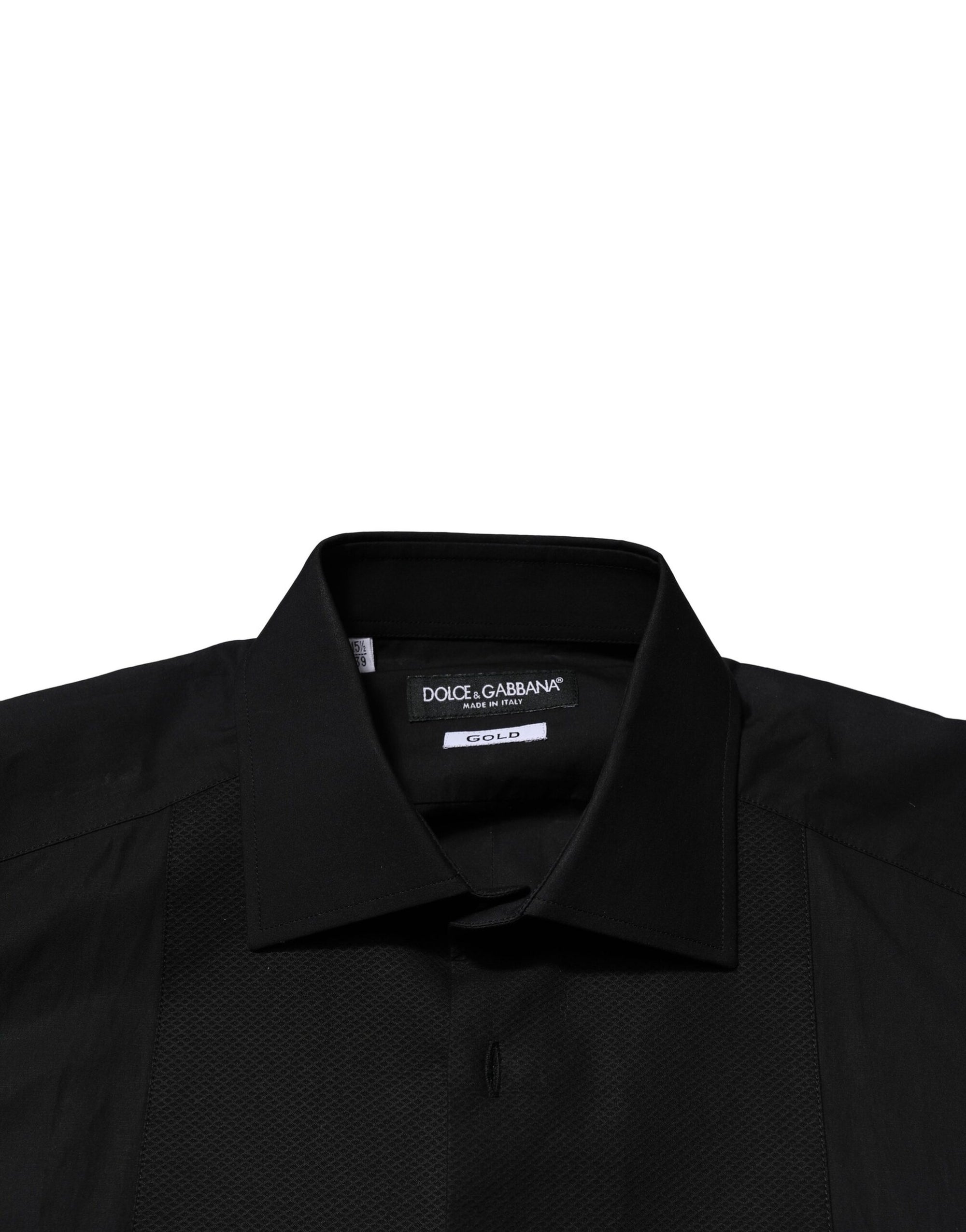 Chemise habillée à manches longues Dolce &amp; Gabbana noire et dorée