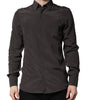 Chemise habillée marron foncé en soie dorée pour homme Dolce &amp; Gabbana