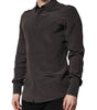 Chemise habillée marron foncé en soie dorée pour homme Dolce &amp; Gabbana