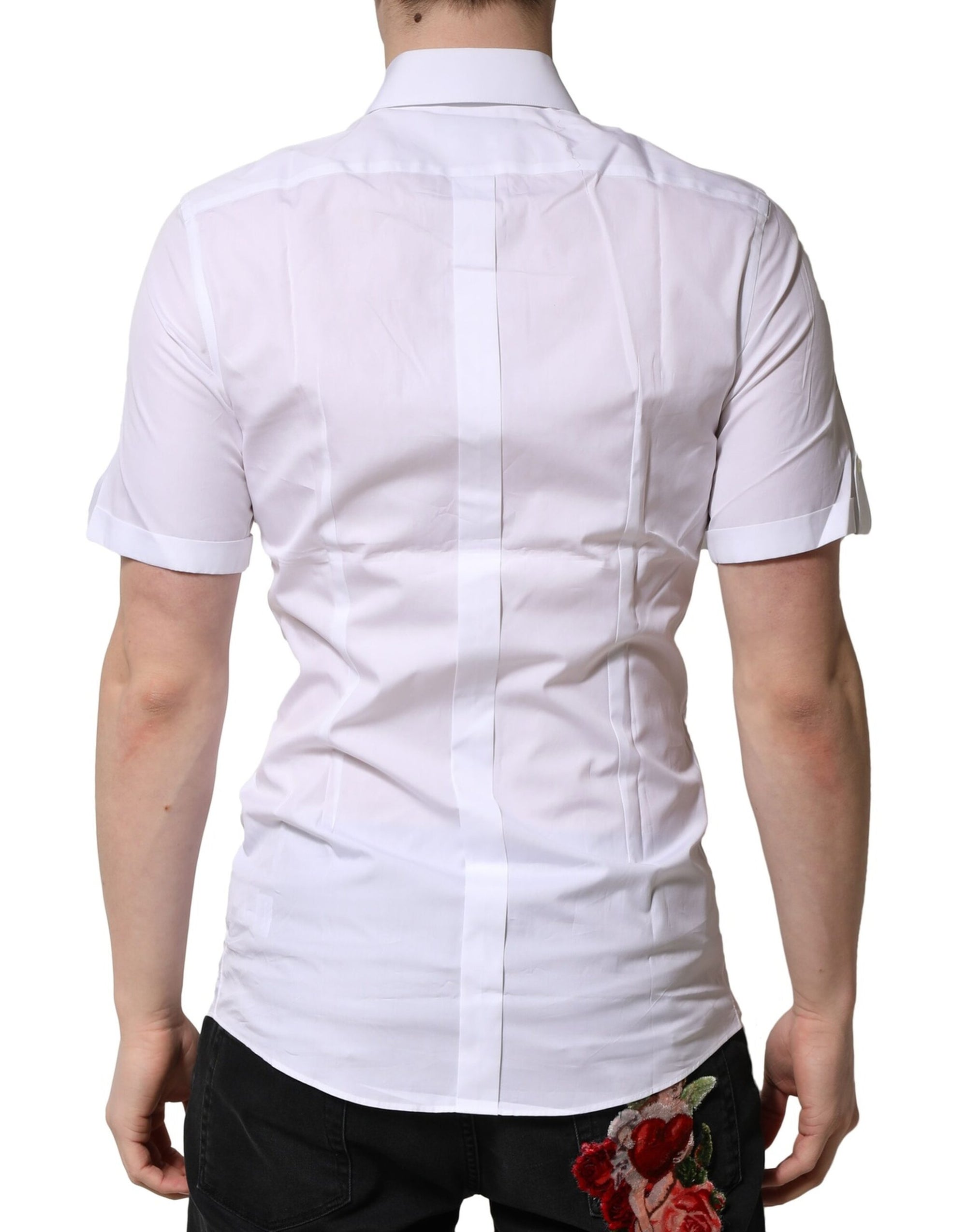 Chemise décontractée à manches courtes en coton blanc Dolce &amp; Gabbana